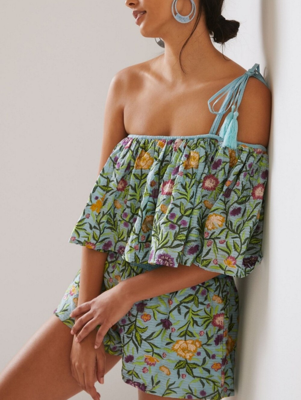 NWT Anthropologie La Fuori Embroidered Flounce One Shoulder Floral Romper XL